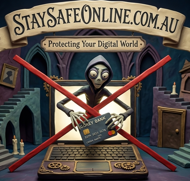 Claymation style security illustration featuring a laptop and hacker representing a secure digital environment